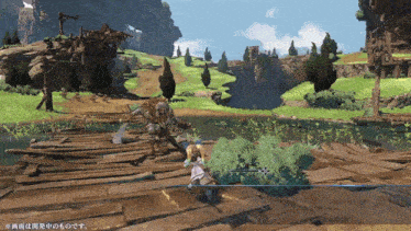 a video game is being played in a foreign language and shows a man fighting another man