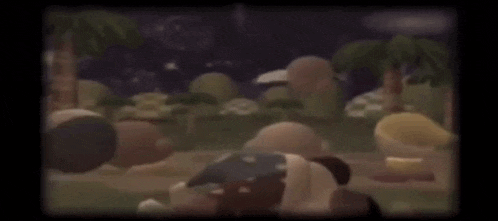 a video game scene with a cartoon character flying through the air