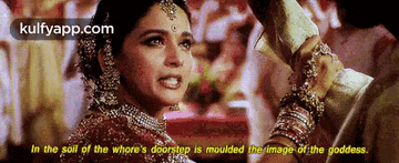a woman in a wedding dress with the words in the soil of the whore 's doorstep