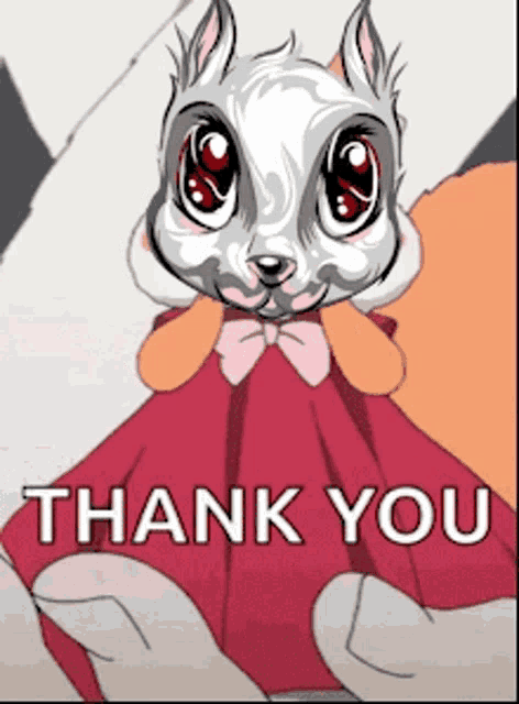 a picture of a squirrel with the words thank you written below it