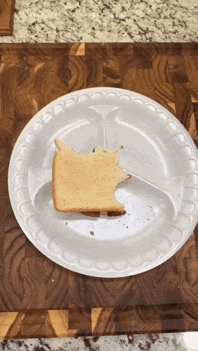 a slice of bread is on a paper plate