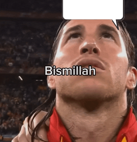 a man with a speech bubble that says bismillah on his face