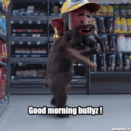a cartoon character says good morning bullyz