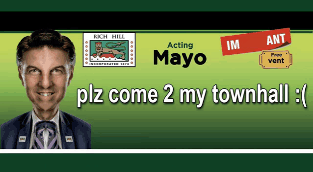 a poster for rich hill acting mayo shows a man in a suit