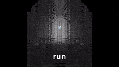 a screenshot of a video game with the words `` run '' written on the bottom .