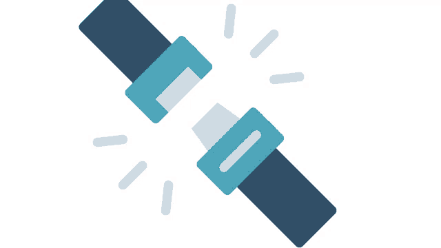 an icon of a seat belt with the buckle open