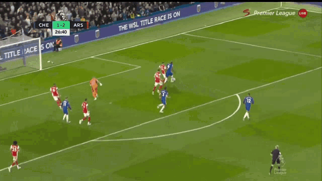 a soccer game between chelsea and ars is being played
