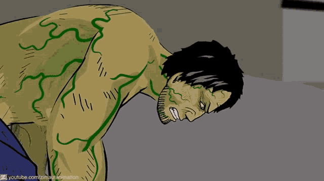 a cartoon of a man kneeling in a cracked ground
