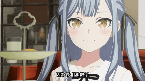 a girl with chinese writing on her face looks at the camera