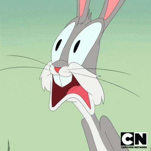 a cartoon bunny with a surprised look on his face is sponsored by cartoon network