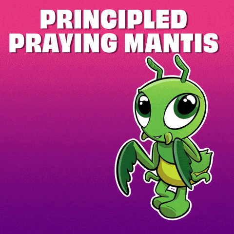 a poster with a praying mantis and the words " principled praying mantis " on it