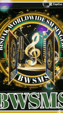 a logo for bwsms has a microphone and a treble clef
