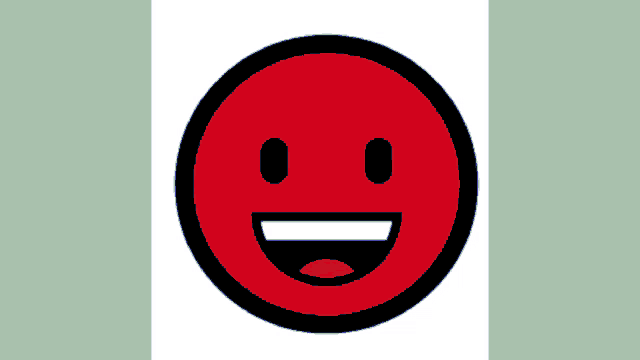 a blue smiley face with a red tongue and black eyes