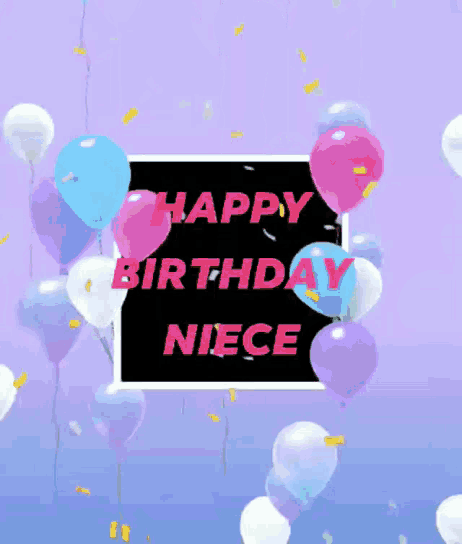 a birthday card for a niece with balloons