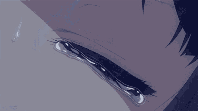 a close up of a girl 's eye with a tear running down it