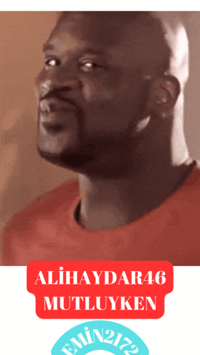 a man in a red shirt with the words alihaydar46 mutluyken above him