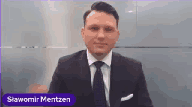 a man in a suit and tie is looking at the camera .
