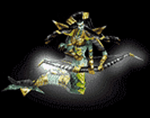 a computer generated image of a mermaid holding a sword .