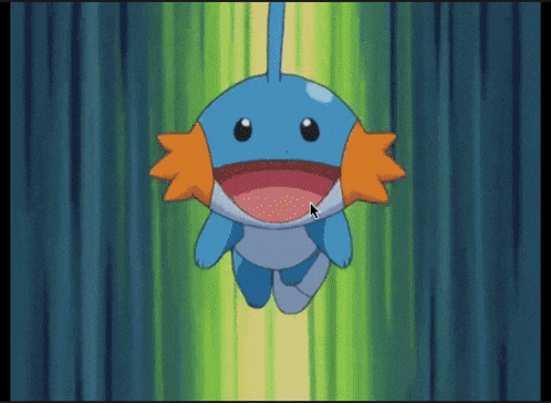 a blue and orange cartoon character is flying through the air