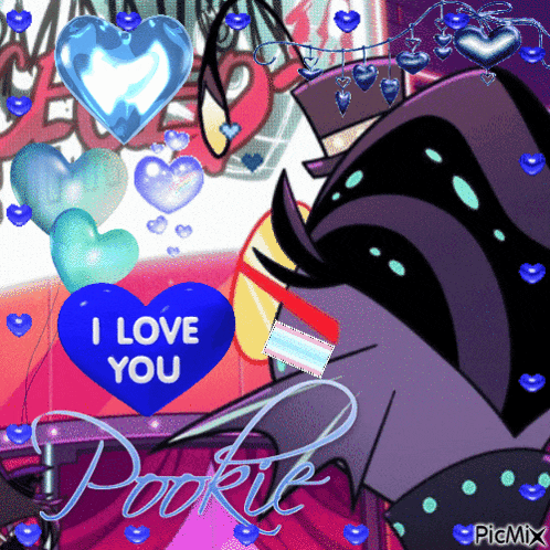 a blue heart that says i love you is surrounded by hearts