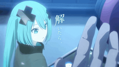 a blue haired anime girl with a cross on her head