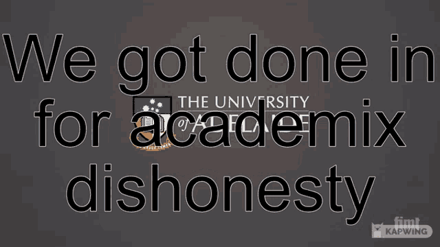 a graphic that says we got done in for academia dishonesty
