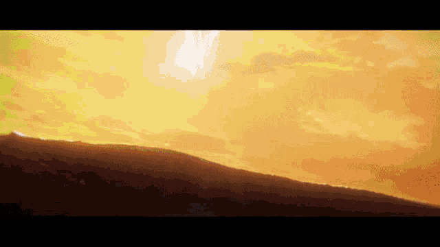 the sun shines brightly through the clouds over a mountain
