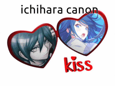 a picture of a boy and a girl with the words ichihara canon kiss below them