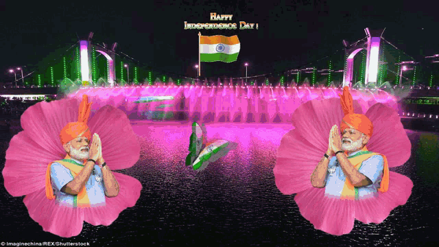 a happy independence day greeting with a man in a turban