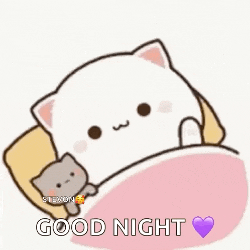 a cartoon cat is sleeping in a bed with a cat .