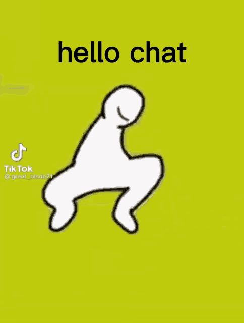 a cartoon drawing of a person with the words hello chat written above it