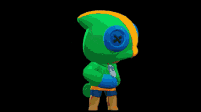 a cartoon character with a green hoodie and blue eyes