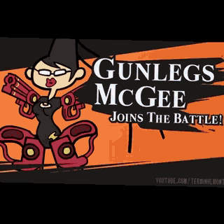gunlegs mcgee joins the battle in a cartoon