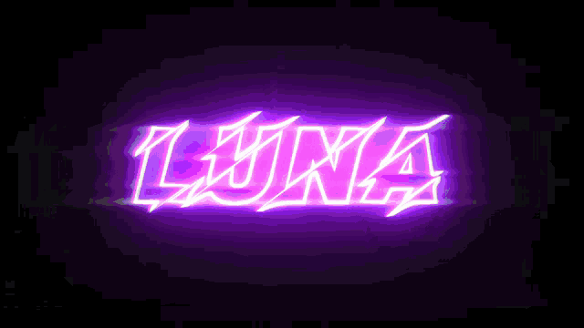 a neon sign that says luna on it in purple