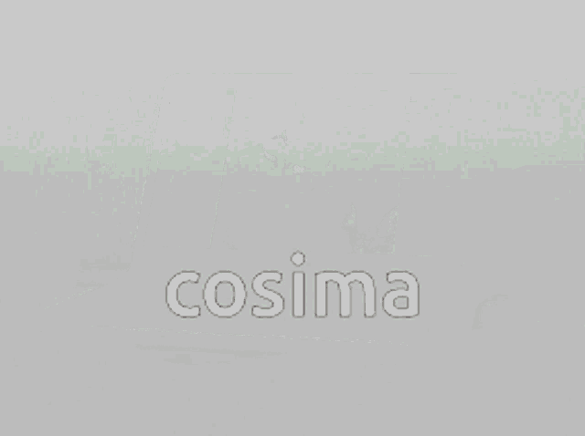 a laptop with a picture of a cat and the word cosima