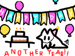 a drawing of a happy birthday banner with balloons and a star
