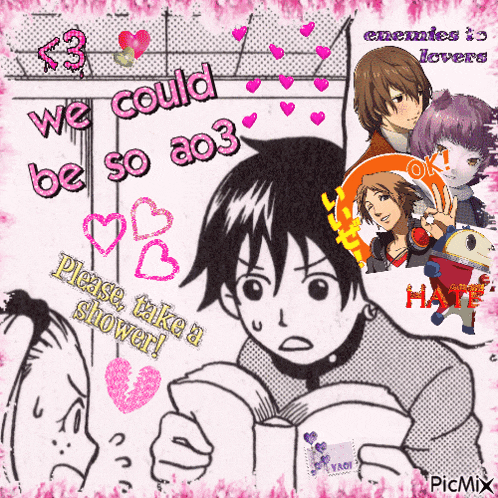 a collage of anime characters with the words " we could be so a03 " on top