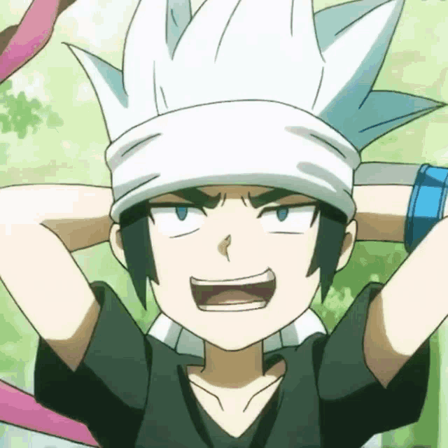 a cartoon character with a bandana on his head is smiling