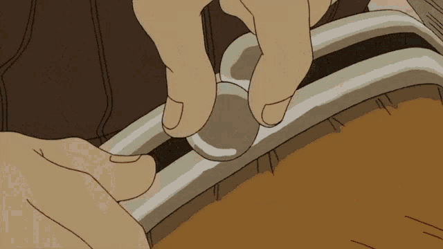 a cartoon drawing of a person 's hand pressing a button