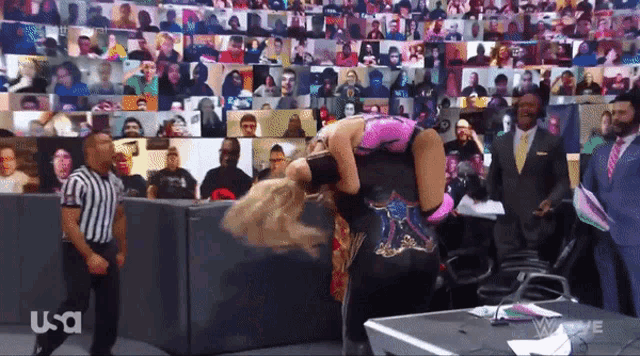 a wrestling match is being broadcasted on usa