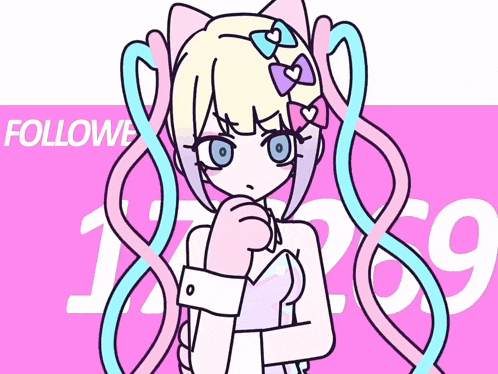 a drawing of a girl with a bow in her hair and the words follow on the bottom right