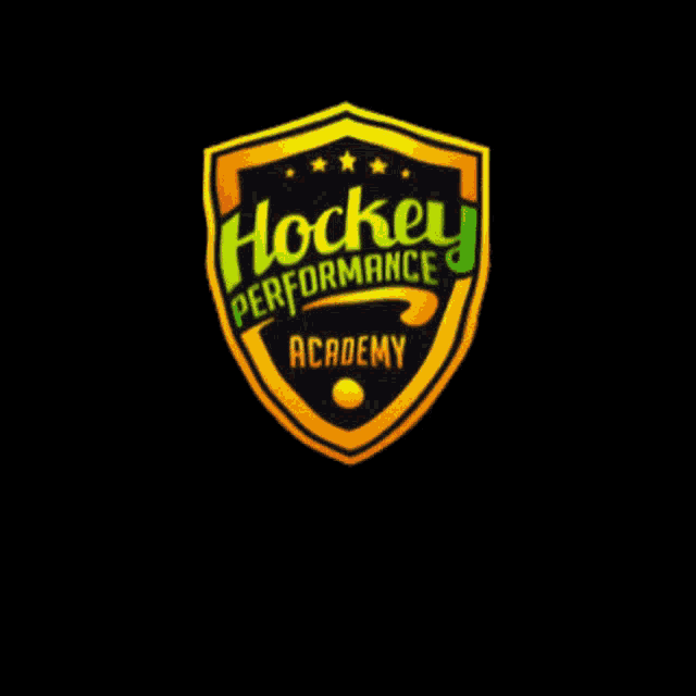 a hockey performance academy logo with a hockey stick and ball