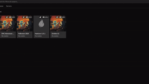 a screenshot of a computer screen showing a list of minecraft projects