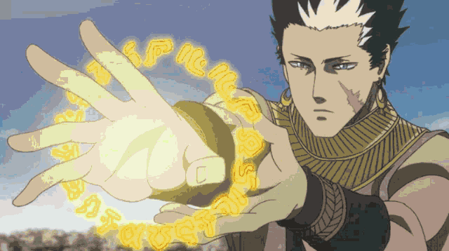 a man 's hand is surrounded by a circle of letters and symbols including the letter s