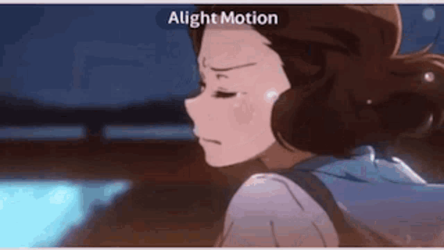 a close up of a girl 's face with the words `` alight motion '' on the bottom .