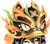 a cartoon drawing of a person wearing a helmet with a flower on it .