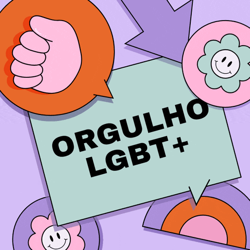 a sign that says " orgulho lgbt + " with a thumbs up