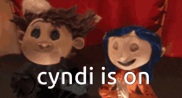 a picture of a boy and a girl with the words cyndi is on above them