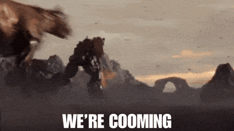 a cartoon scene with the words we 're cooming written on it