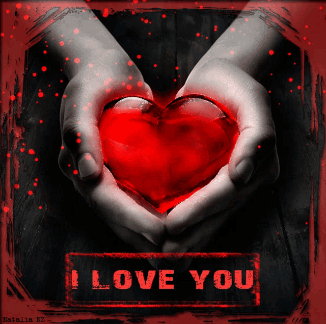 a picture of a person holding a red heart with the words " i love you " below it